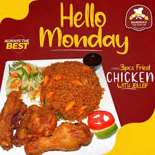 1PCS FRIED CHICKEN WITH JOLLOF RICE